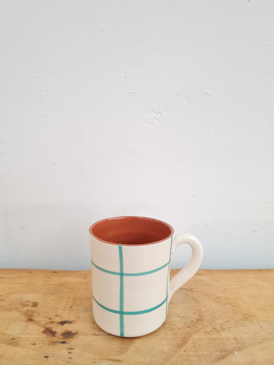 TAZA CUADROS VERDES