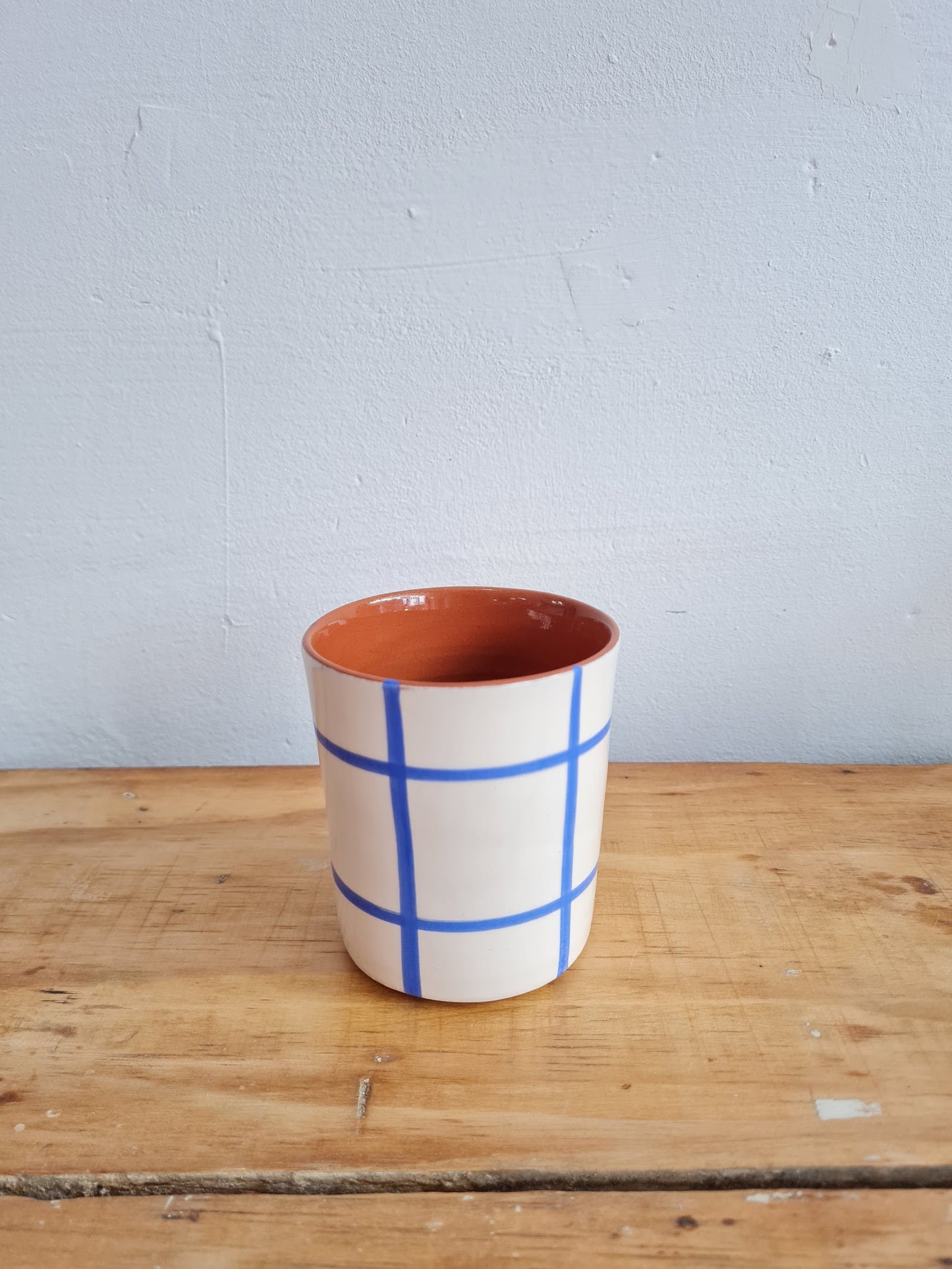 VASO CUADROS AZUL