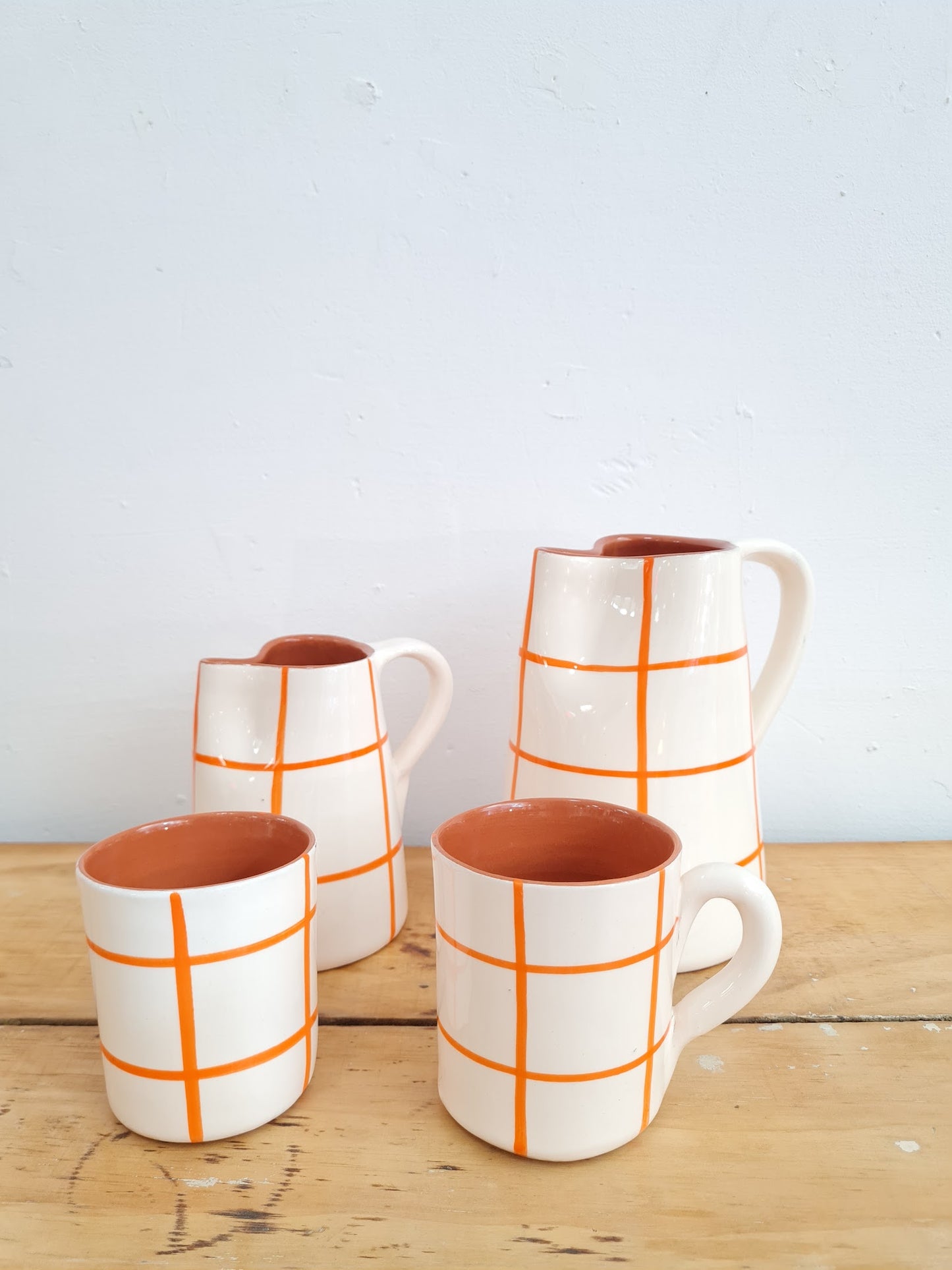 VASO CUADROS NARANJAS