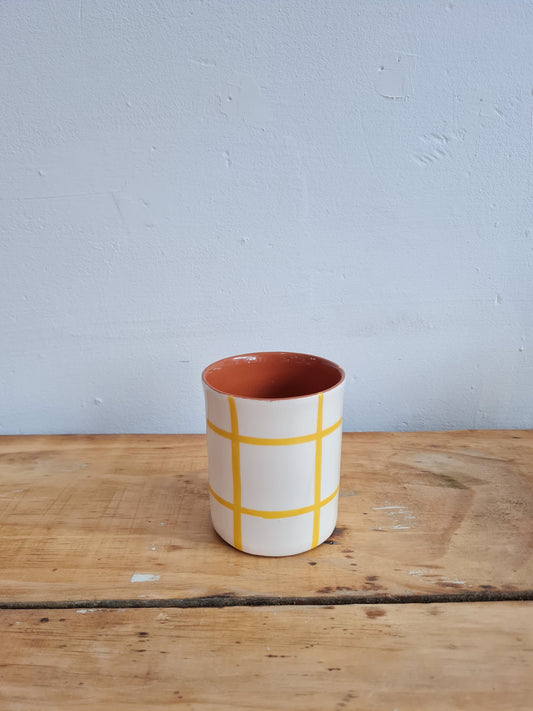 VASO CUADROS AMARILLO